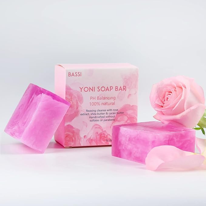Yoni Soap Bars Vaginal Wash 2 PCS, 100% Natural Organic Bar for Women Ph Balance Yoni Wash Vaginial Deodorants Vaginal Care Soap with Foaming Net, Vagina Soap Feminine Wash 3.53 OZ