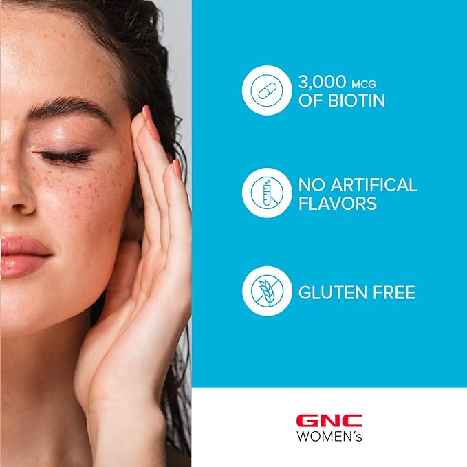 GNC Women's Hair, Skin & Nails | Daily Multivitamin Blend | Biotin (3,000 mcg), Hyaluronic Acid, Vitamins C & E with Niacin | Added Antioxidants | Supports Womens Health and Beauty | 120 Caplets