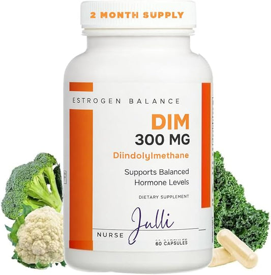 DIM Estrogen Supplement for Women - Hormone Balance & Harmony Support for Menopause, PCOS & Hormonal Acne with Antioxidant Properties - 300 Mg, 60 Count (Pack of 1)