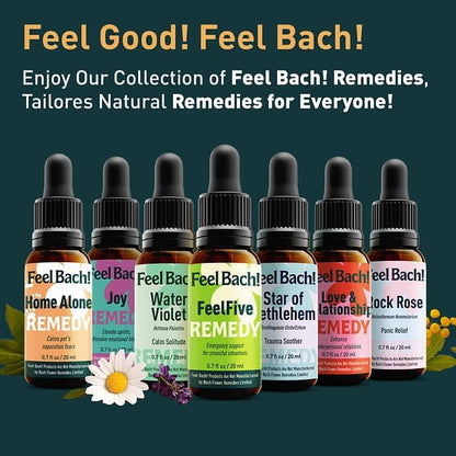 Feel Bach! FeelFive for Pets Remedy, Natural Homeopathic Flower Essences for Emergency Support, Relief of Fear, Worry and New Adoption, Vegan, Gluten & Sugar-Free, Non-Habit Forming, 20ml (0.7 fl oz)