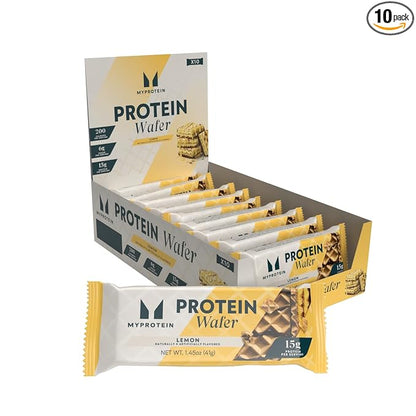 Myprotein Crispy Protein Wafers | 15g Protein | Box of 10 | Lemon | High Protein Snack Bar | Milk & Whey Isolate | Low Sugar