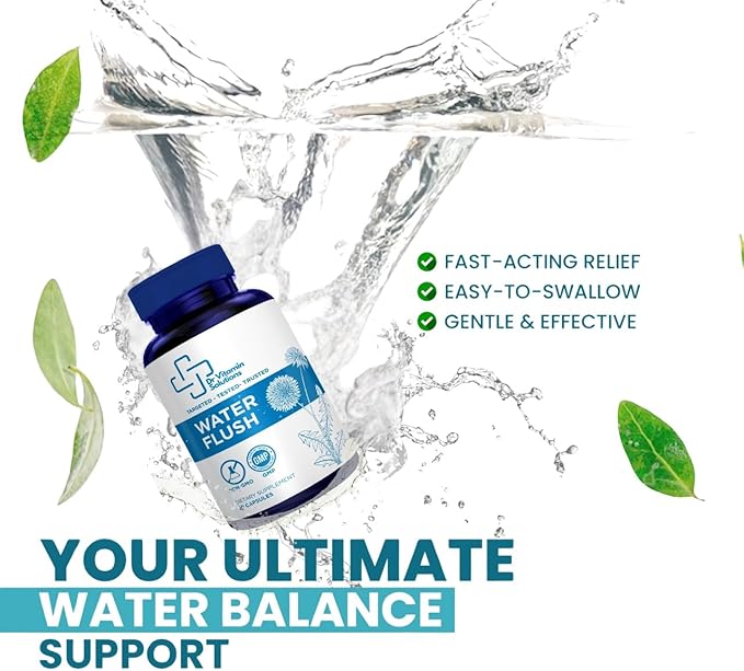 Diuretic Water Pills - Water Flush - Bloating Relief for Women & Men, Swelling & Water Retention | Natural Green Tea, Dandelion Leaf & Cranberry Detox, Water Weight Support, 50 Caps