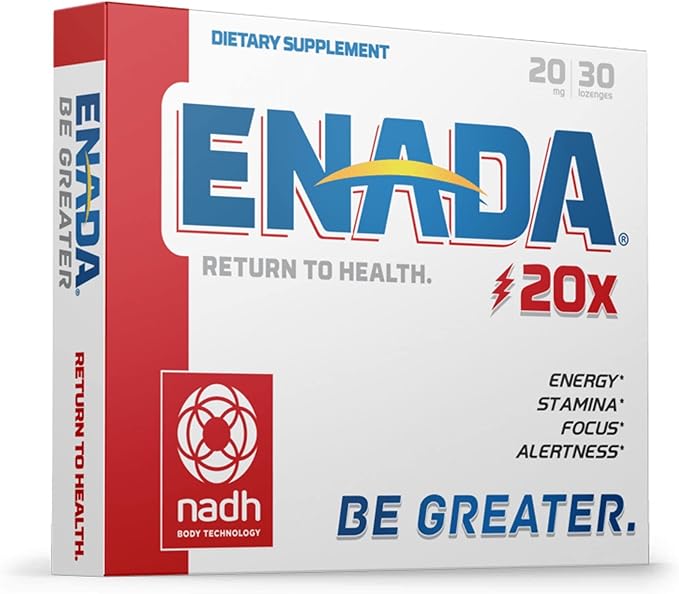 ENADA 20 x NADH Supplement | Boost Energy, Mental Focus, Stamina | Support Fatigue, Cell Regenerator | 20mg NADH 30 Lozenges (1 per Serving) | Natural Energy Supplements for Women and Men
