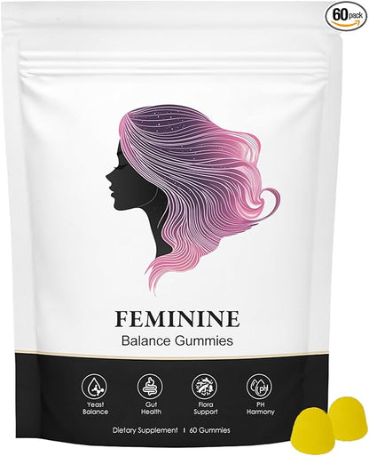 Nuora Feminine Balance Gummies for Women, PH Balance, Healthy Odor, Flora and Immune Support, Vaginal Health Support, Vegan Hawaiian Pineapple, 60 Count (1)