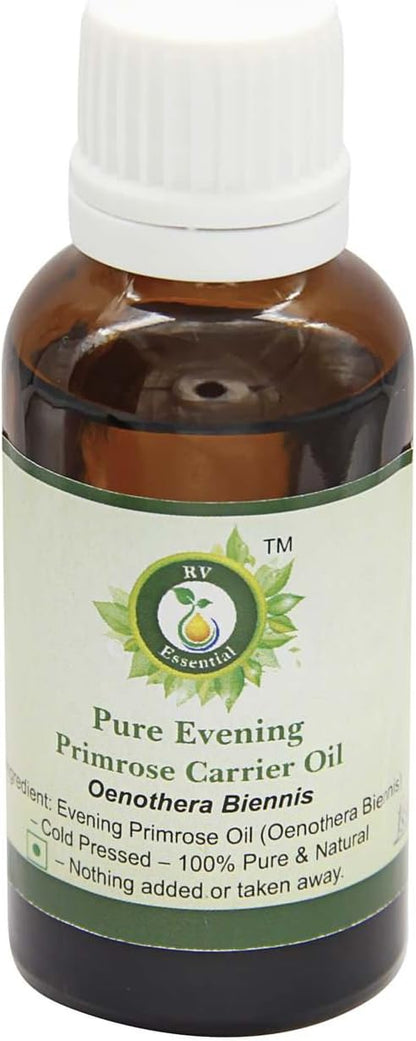 Evening Primrose Oil | Oenothera Biennis | Primrose Evening Oil | Pure Evening Primrose Oil | 100% Pure Natural | Cold Pressed | 10ml | 0.338oz by R V Essential