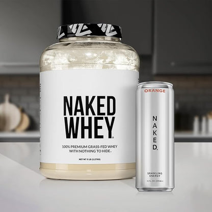 NAKED Vanilla Whey Protein Powder - All Natural Grass Fed Whey Protein Powder, Vanilla Flavor, Organic Coconut Sugar, 5Lb Bulk, GMO-Free, Soy Free, Gluten Free - 61 Servings