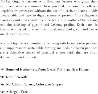 Norcal Hydrolyzed Collagen Peptides, 12oz | 20g Protein, 0g Carbs/Fat | Grass-Fed Brazilian Cows | for Easy Mixing & Bioavailability | US GMP Certified