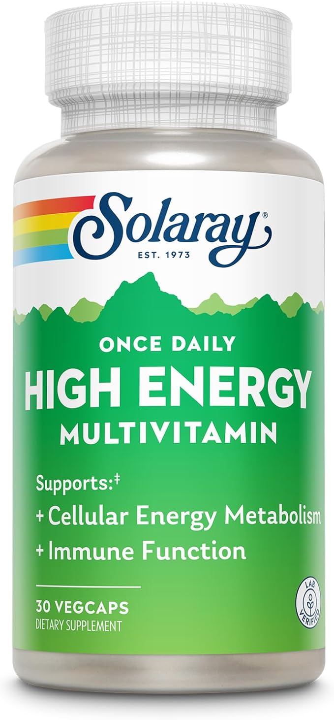 SOLARAY Once Daily High Energy Multivitamin for Women and Men – with Vitamin C, Vitamin D and Whole Food & Herb Base - Cellular Energy Metabolism & Immune Function Support – 30 Servings, 30 VegCap