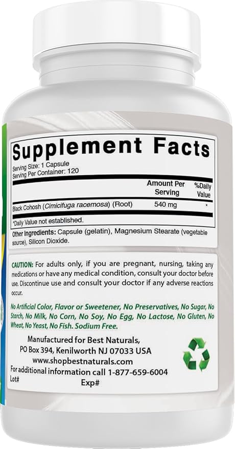 Best Naturals Black Cohosh 540 Mg 120 Capsules (120 Count (Pack of 2))