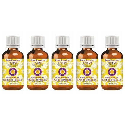 Deve Herbes Pure Passion Fruit Oil (Passiflora edulis) Cold Pressed (Pack of Five) 100ml X 5 (16.9 oz)