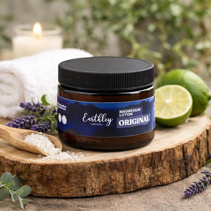 Earthley Wellness, Magnesium Lotion, Parent's Picks Award-Winner, Magnesium Cream for Promoting Relaxation, Rest & Muscle Recovery, Natural, Non-Itchy, Fast-Absorbing Formula (6oz, Original Lavender)