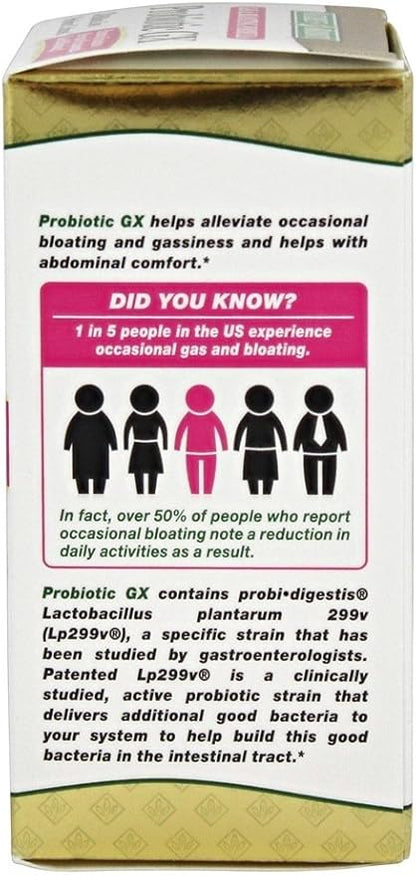 Nature's Bounty Probiotic GX Gas & Bloating Formula, Capsules 25 ea (Pack of 4)