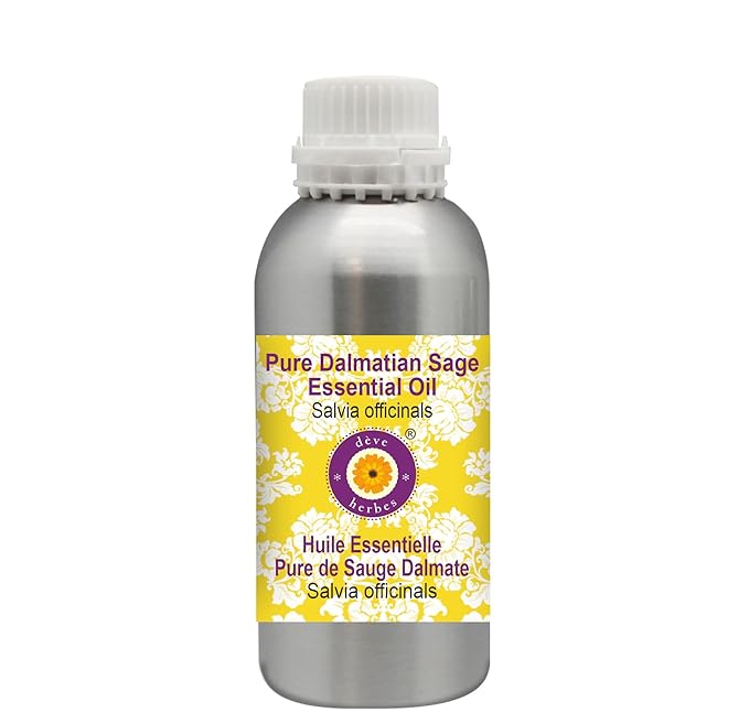 Deve Herbes Pure Dalmatian Sage Essential Oil (Salvia officinals) Steam Distilled 630ml (21 oz)