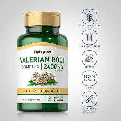 Piping Rock Valerian Root Capsules | 120 Count | Extract Supplement | Herbal Blend | Non-GMO, Gluten Free