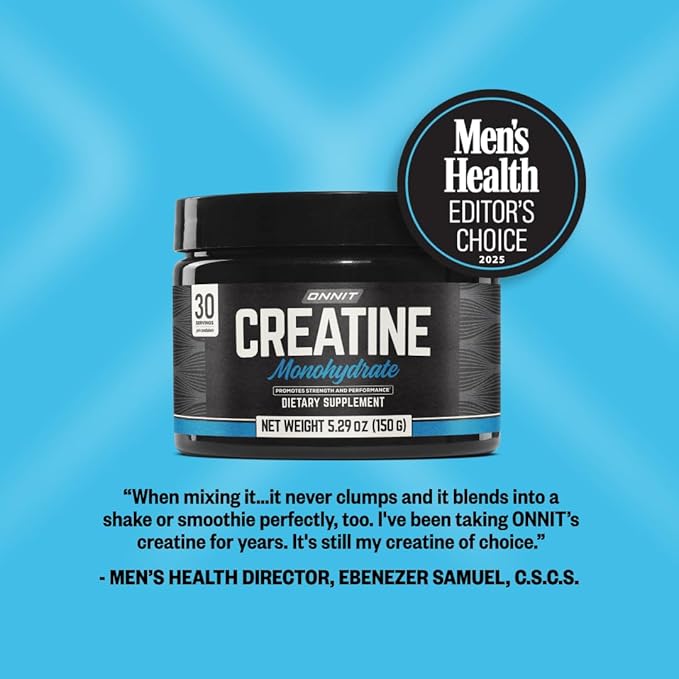ONNIT Creatine Monohydrate Powder – IGEN™ Non-GMO Tested, 5g Premium Creatine for Muscle Strength, Power & Lean Mass, Supports Brain Health & Cellular Energy, Unflavored, 30 Servings, 5.29 oz 3-Pack