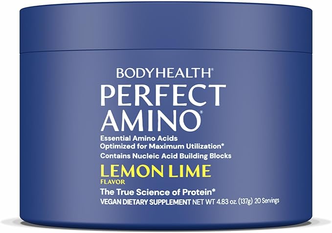 BodyHealth PerfectAmino - BCAA and EAA Powder for Pre and Post Workout - Amino Acid Energy Drink for Men and Women to Support Lean Muscle and Recovery - Lemon Lime - 20 Servings