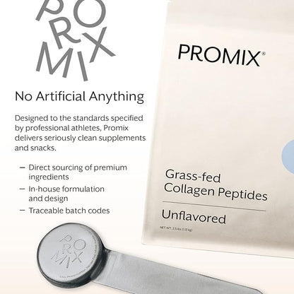 ProMix Nutrition Collagen Peptides, Unflavored - Hydrolyzed Collagen Protein Promotes Healthy Skin, Bones, Joints & Recovery Support - Add to Shakes, Smoothies, Beverages - 2.5 Pound