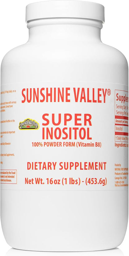 Sunshine Valley® Super Inositol Powder – Dietary Supplement, Wellness & Healthy Lifestyle – Unflavored Powder – 16 oz