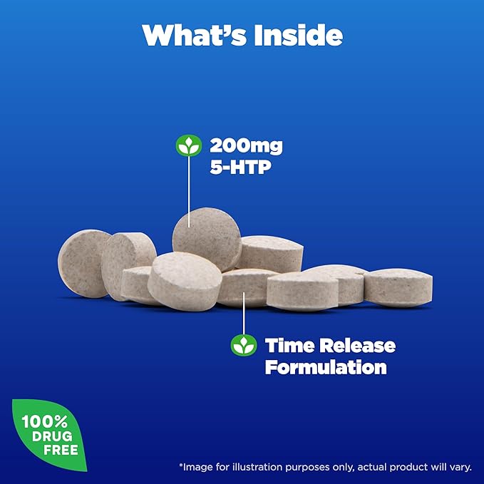 Natrol 5-HTP 200mg Dietary Supplement to Support a Balanced Mood, 60 Time Release Tablets, 60 Day Supply