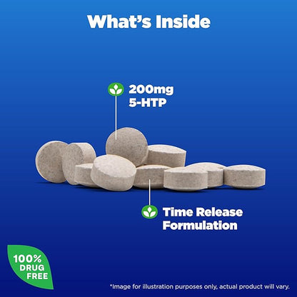Natrol 5-HTP 200mg Dietary Supplement to Support a Balanced Mood, 60 Time Release Tablets, 60 Day Supply