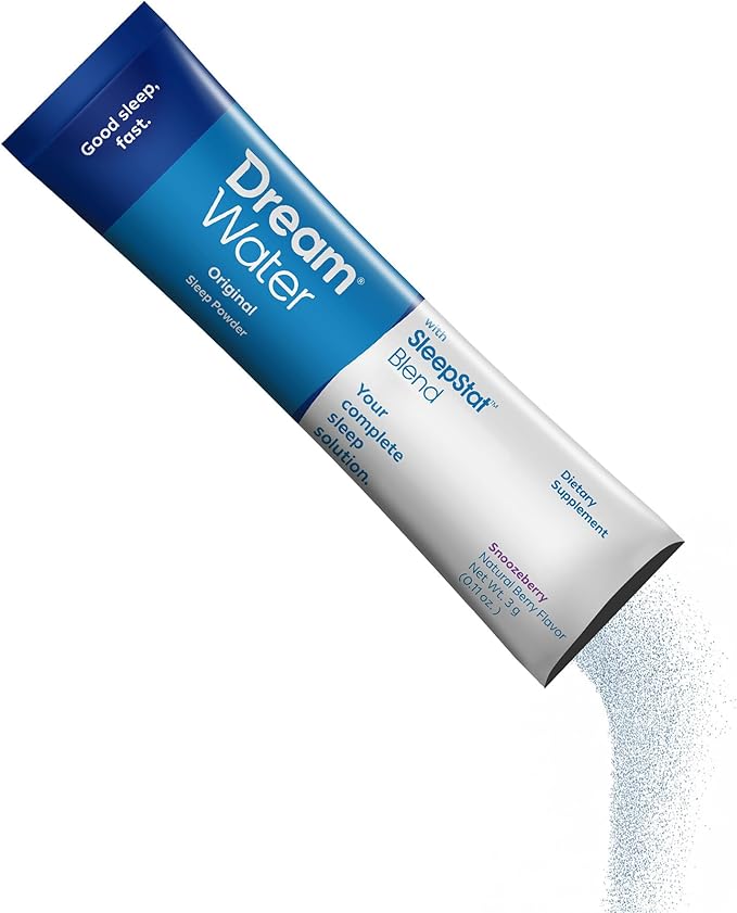 Dream Water Sleep Powder, Sugar-Free, Gluten-Free, Natural Flavors; Blend of 3 Ingredients, GABA, 5mg Melatonin, 5-HPT; Snoozeberry Flavor 10ct