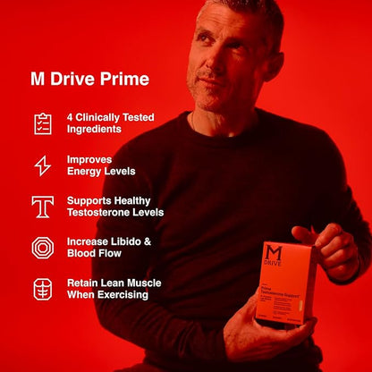 Mdrive Prime - Men's T-Support Supplement, Max Energy, Focus & Lean Muscle, KSM-66 Ashwagandha, S7 Nitric Oxide Booster, Bioperine and DHEA,30 Servings, 60 Count