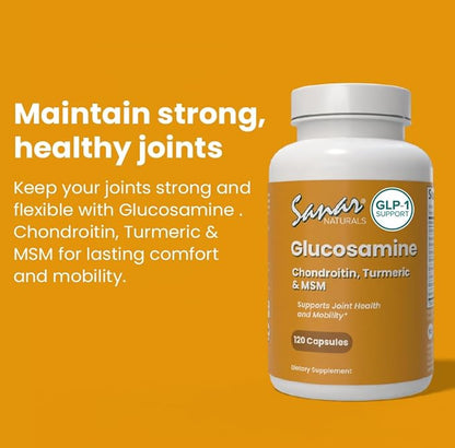 Sanar Naturals Glucosamine Chondroitin MSM Turmeric - Joint Support Supplement for Knees, Back, Hands, and Body - Non-GMO, Gluten Free, 120 Capsules