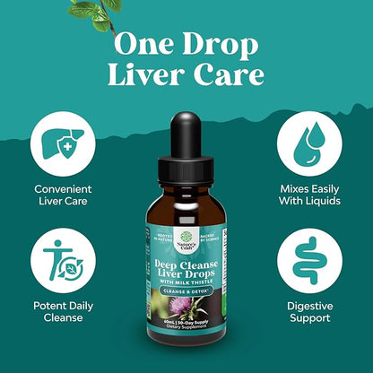 Deep Liver Cleanse, Detox & Repair with Milk Thistle Liquid Drops - Liver Detox Liquid Artichoke Extract with Dandelion Leaf, Ginger & Turmeric Curcumin for Immunity & Daily Cleanse - 2Fl OZ