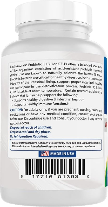 Best Naturals Probiotic 10 Strains 30 Billion Shelf Stable 120 Veggie Caps (120 Count (Pack of 2))