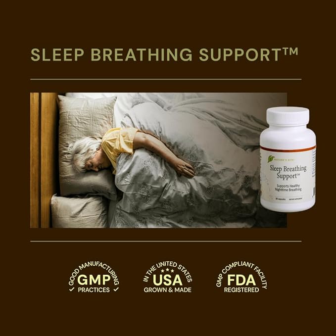 Nature's Rite Sleep Breathing Support - Natural Assistance for Better Sleep, Improve Breathing Pattern, 30 Capsules, All-Natural Herbal Ingredients, Made in USA