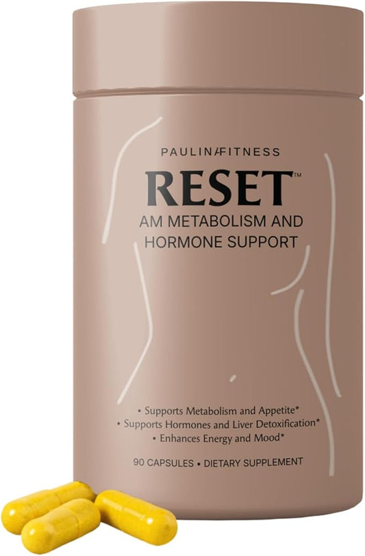 Paulina FITNESS Reset AM Metabolism and Hormone Support Supplement | Appetite Regulation, Metabolism Support, Enhanced Energy and Mood, Hormones | for Holistic Wellness | 90 Capsules