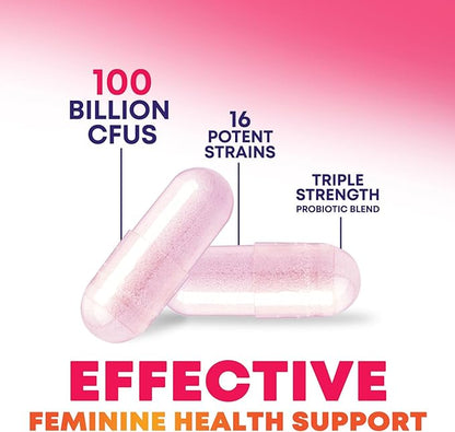 Probiotics for Women - Probiotic Blend 100 Billion CFU Per Serving - Women's Probiotic for Targeted Vaginal & Digestive Health Support - 16 Strains, Cranberry, Prebiotics - Bottled USA - 60 Capsules