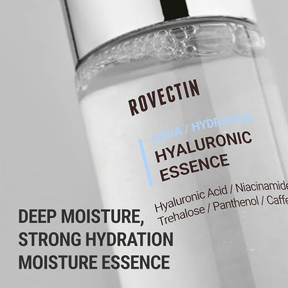 ROVECTIN Aqua Hyaluronic Essence – Hydrating Essence Toner with 7-Layer Hyaluronic Acid Complex & Niacinamide for Deep Moisturizing, Plumping, and Soothing | Vegan Korean Skincare (3.38 fl oz)