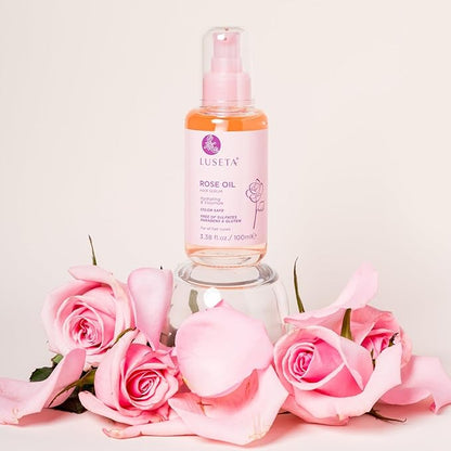 LUSETA Rose Oil Hair Serum for Dry Scalp & Thinning Hair – Lightweight Moisturizing & Volumizing Treatment for All Hair Types – 3.37 fl oz