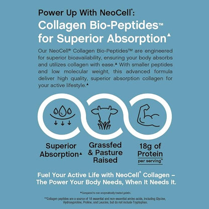 NeoCell Collagen Bio-Peptides Powder | 10oz | Super Hair, Skin, and Nails | Superior Absorption | Grassfed Protein Supplement | Advanced with 18 Essential Amino Acids