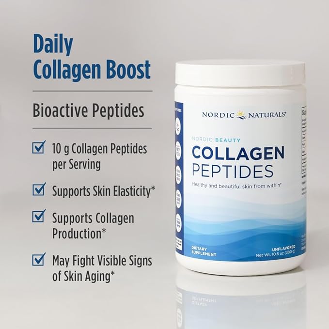 Nordic Naturals Nordic Beauty Collagen Peptides, Unflavored - 10.6 Ounces - Collagen Supplement for Skin Health and Elasticity - for Hot and Cold Beverages - 30 Servings