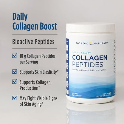 Nordic Naturals Nordic Beauty Collagen Peptides, Unflavored - 10.6 Ounces - Collagen Supplement for Skin Health and Elasticity - for Hot and Cold Beverages - 30 Servings