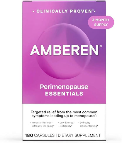 Amberen Perimenopause, Peri-Menopause Multi-Symptom Relief, Vitamin B, Vitamin E & Antioxidants Supplement, Helps Support Hormone Balance, Hot Flashes & Night Sweats, Supplements for Women, 180 Count
