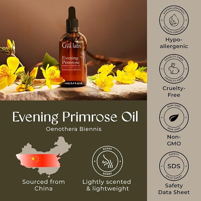 Gya Labs Rosehip Oil for Face (30ml) & Evening Primrose Oil for Face (100ml) Set - Aromatherapy Grade Essential Oils Set