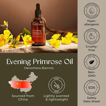 Gya Labs Rosehip Oil for Face (30ml) & Evening Primrose Oil for Face (100ml) Set - Aromatherapy Grade Essential Oils Set