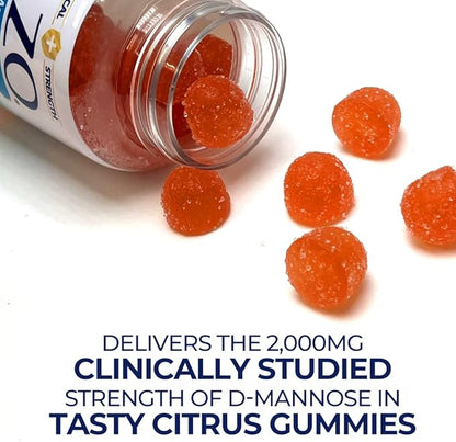AZO D Mannose Urinary Tract Health Gummies, 40 Count, Clinical Strength 2000mg, Helps Cleanse, Flush & Protect, No.1 Pharmacist Recommended Brand, Vegan Tangy Citrus Blast Flavor, Non-GMO, Gluten Free
