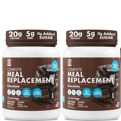 Yes You Can! Meal Replacement Shake - 20G Protein, 5G Fiber, 21 Vitamins & Minerals, 0G Added Sugar - Meal Replacement Protein Powder - Complete All-in-One Nutrition - 15 Servings (Chocolate) - 2 Pack