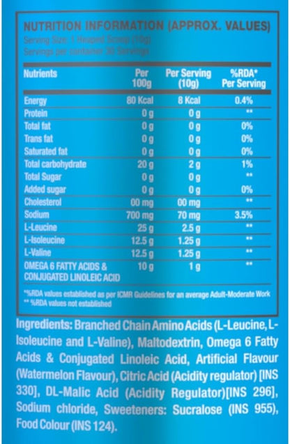 BPI Sports Best BCAA Powder - Muscle Recovery Support - Branched Chain Amino Acids | Building Blocks of Protein and Muscle - Post Workout Recovery – Hydration - Watermelon Ice, 30 Servings