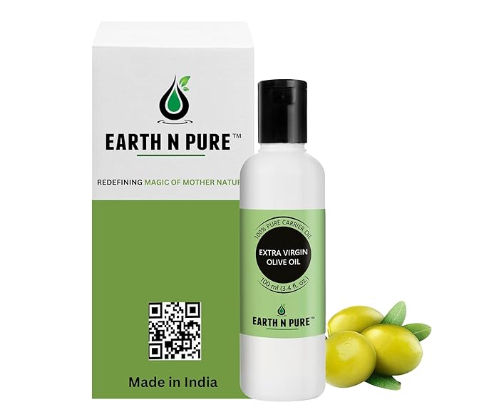 Earth N Pure Extra Virgin Olive Oil (Jaitun Oil) Cold Pressed, Natural, Therapeutic Grade 100 ml