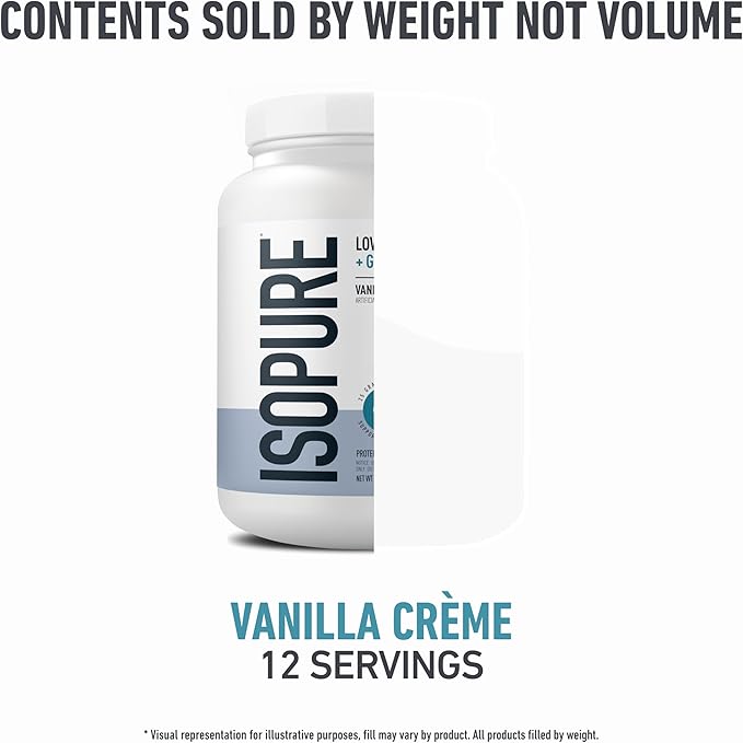 Isopure Protein + Gut Health & Immune Support Powder, Vanilla Crème, 25g Whey Protein with Prebiotics & Vitamins, 12 Servings (Pack of 1)