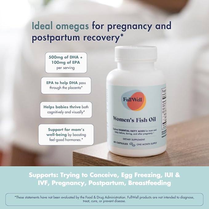 FullWell Women's Prenatal Lemon Essence Essentials - Women's Prenatal Multivitamin & Fish Oil - Supports Maternal Health & Fetal Development - Omega 3, DHA, Folate & Choline - 30 Servings