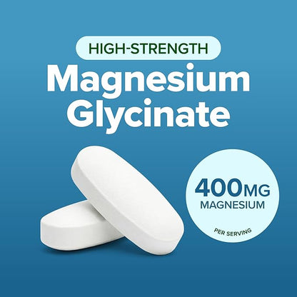 Magnesium Glycinate 400mg | 4+ Month Supply | Sleep, Relaxation & Muscle Support | High Absorption Chelated Magnesium Supplement for Women & Men | Gentle on Digestion | Vegan | 270 Tablets