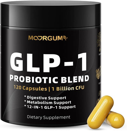GLP-1 Support Probiotic Blend Capsules 120 Count - Glp1 Booster with Berberine, 1 Billion CFU, 5 Probiotic Strains - 1500mg Glp1 Blend Supplements, for Gut Health, Digestive Wellness Support