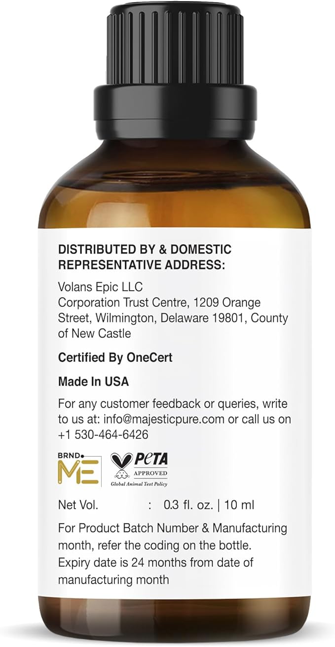 Majestic Pure Organic Frankincense Essential Oil - 100% Pure Frankincense Oil for Pain Relief, Skin Care, Hair Care & Aromatherapy, Premium Grade for Diffuser & Oil Diffuser - 0.3 fl oz