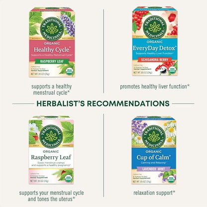 Traditional Medicinals Organic, Stress Ease Tension Relief, Lemon Verbena Mint Tea - Supports Stress Relief - Kosher, Non-GMO, Caffeine-Free, Compostable - 16 Count (Pack of 2)